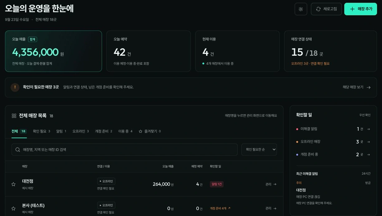 XGOLF24 실제 운영 UI · 예시 데이터